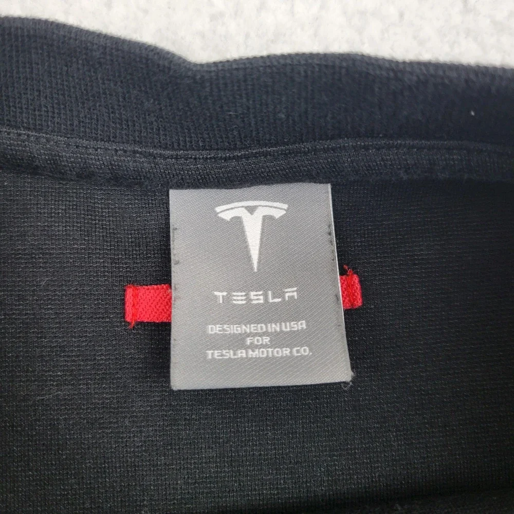 Tesla Sweater Mens Large Black Crewneck Logo Pullover Electric Car‎ Company USA